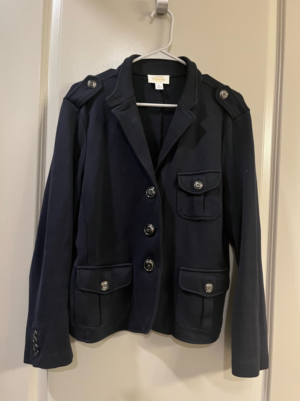 Talbots Navy Military-Style Knit Blazer